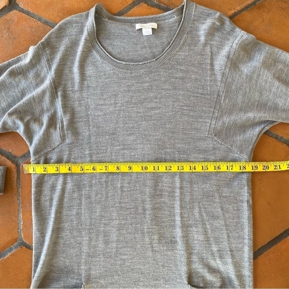 Garnet Hill Merino Wool Crewneck Shift Sweater Dress Loose Gray Pockets Small S - Picture 6 of 7